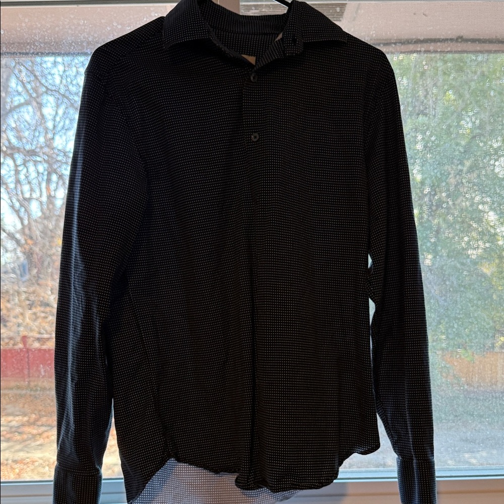 Bugatchi Black and White Checkered Shirt